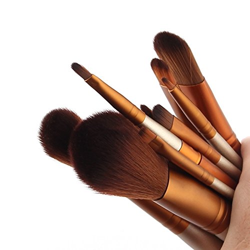 12 Pcs Make Up Brush Set with Golden Box