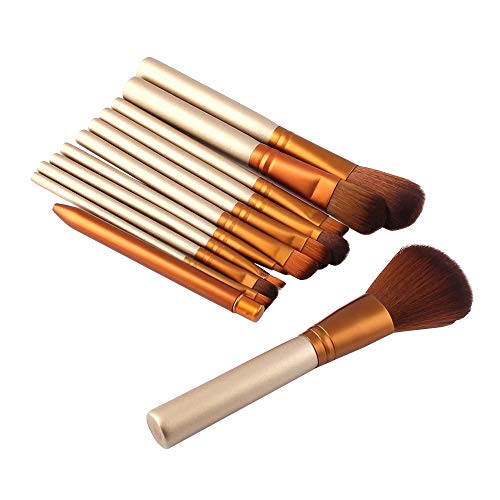 12 Pcs Make Up Brush Set with Golden Box