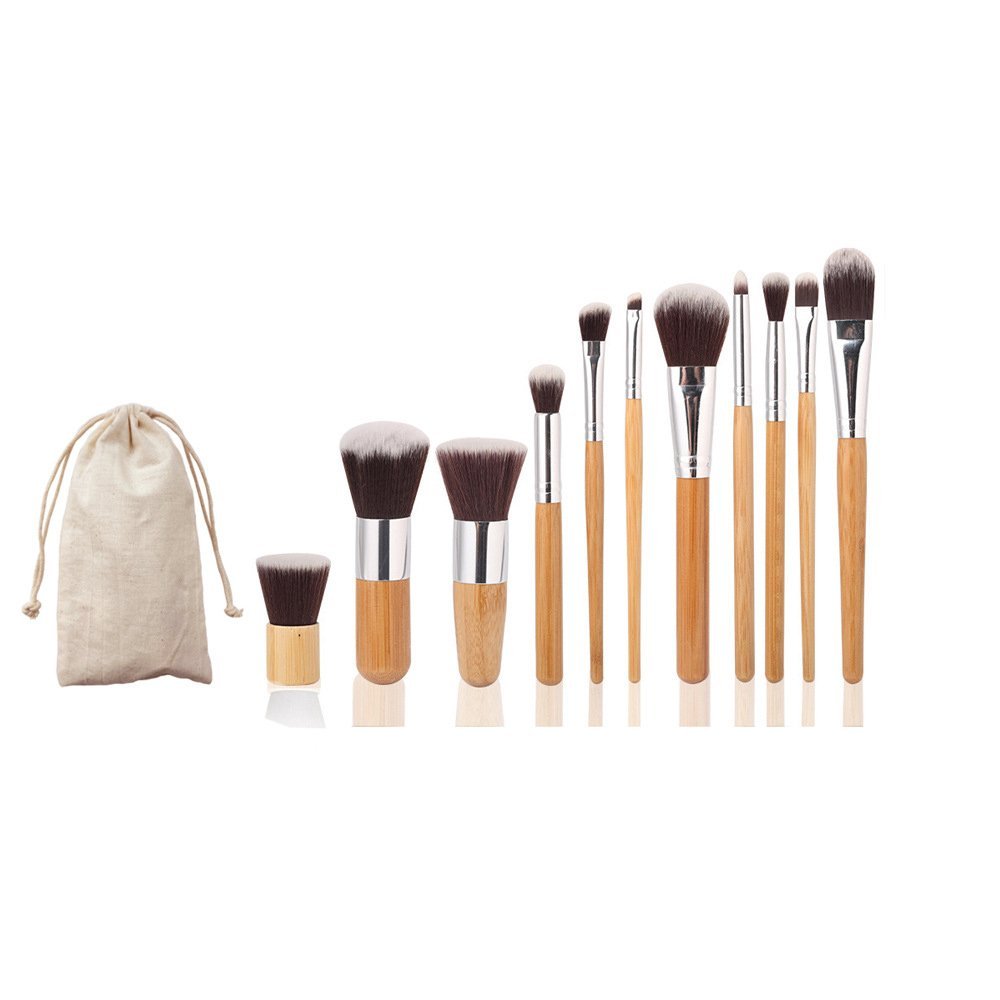 15 Colors Cream Contour Foundation Concealer Palette with 11pcs Bamboo Handle Makeup Brushes Set