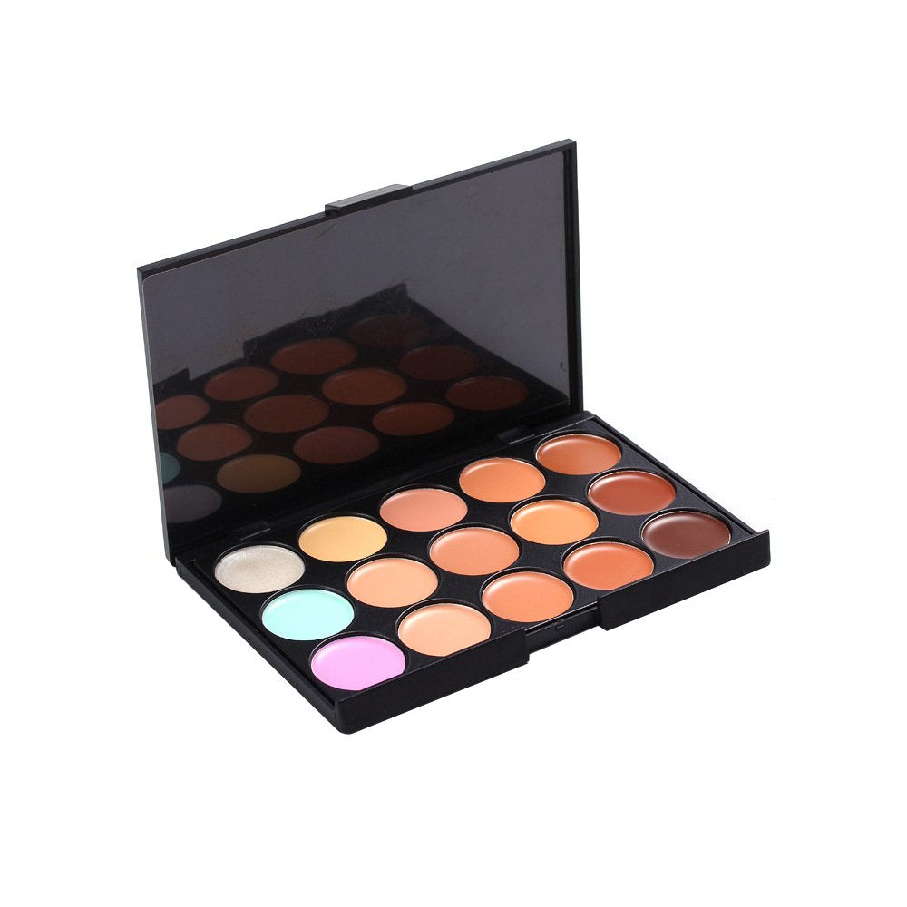 15 Colors Cream Contour Foundation Concealer Palette with 11pcs Bamboo Handle Makeup Brushes Set