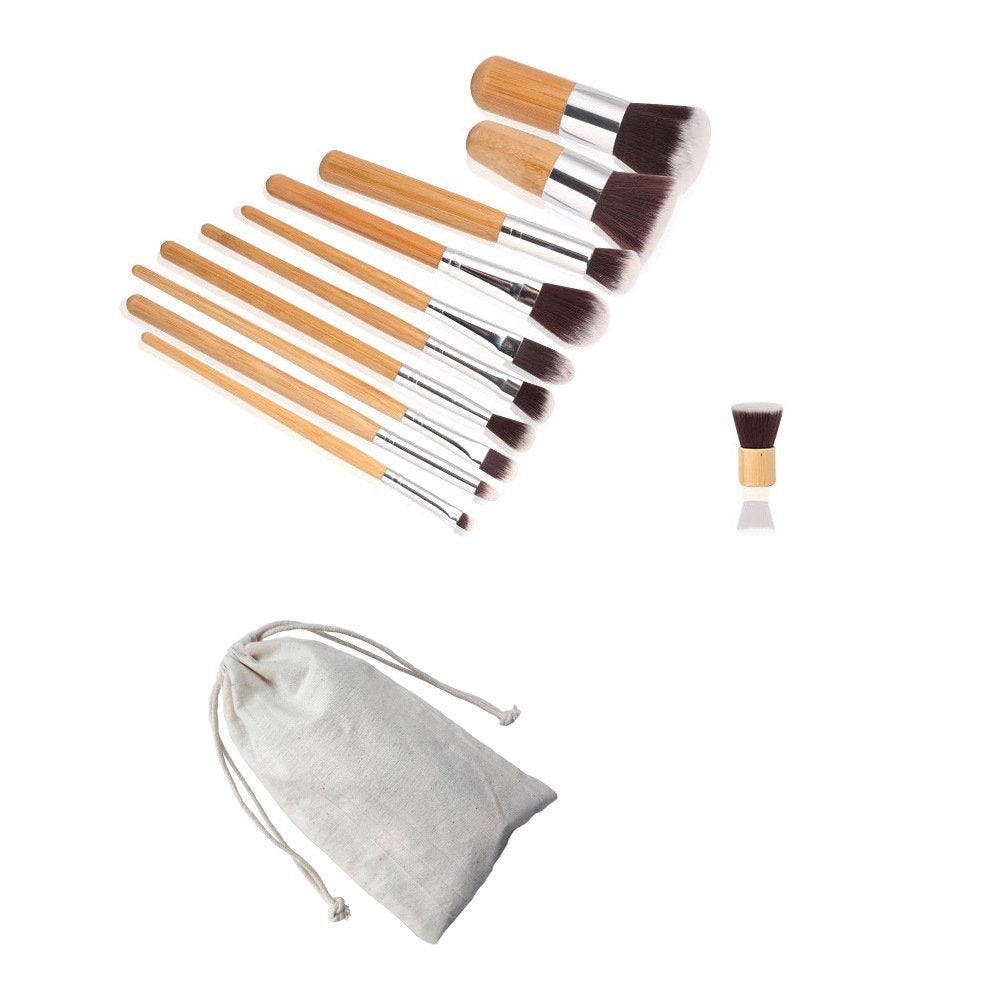 15 Colors Cream Contour Foundation Concealer Palette with 11pcs Bamboo Handle Makeup Brushes Set