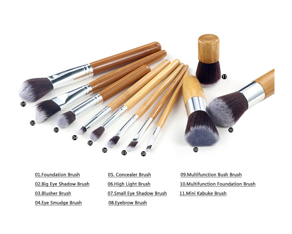 15 Colors Cream Contour Foundation Concealer Palette with 11pcs Bamboo Handle Makeup Brushes Set