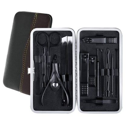 15Pcs Professional Manicure Set Stainless Steel Nail Clippers Pedicure Kit with PU Leather Case